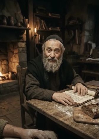 The baker at his table in the Jewish Town